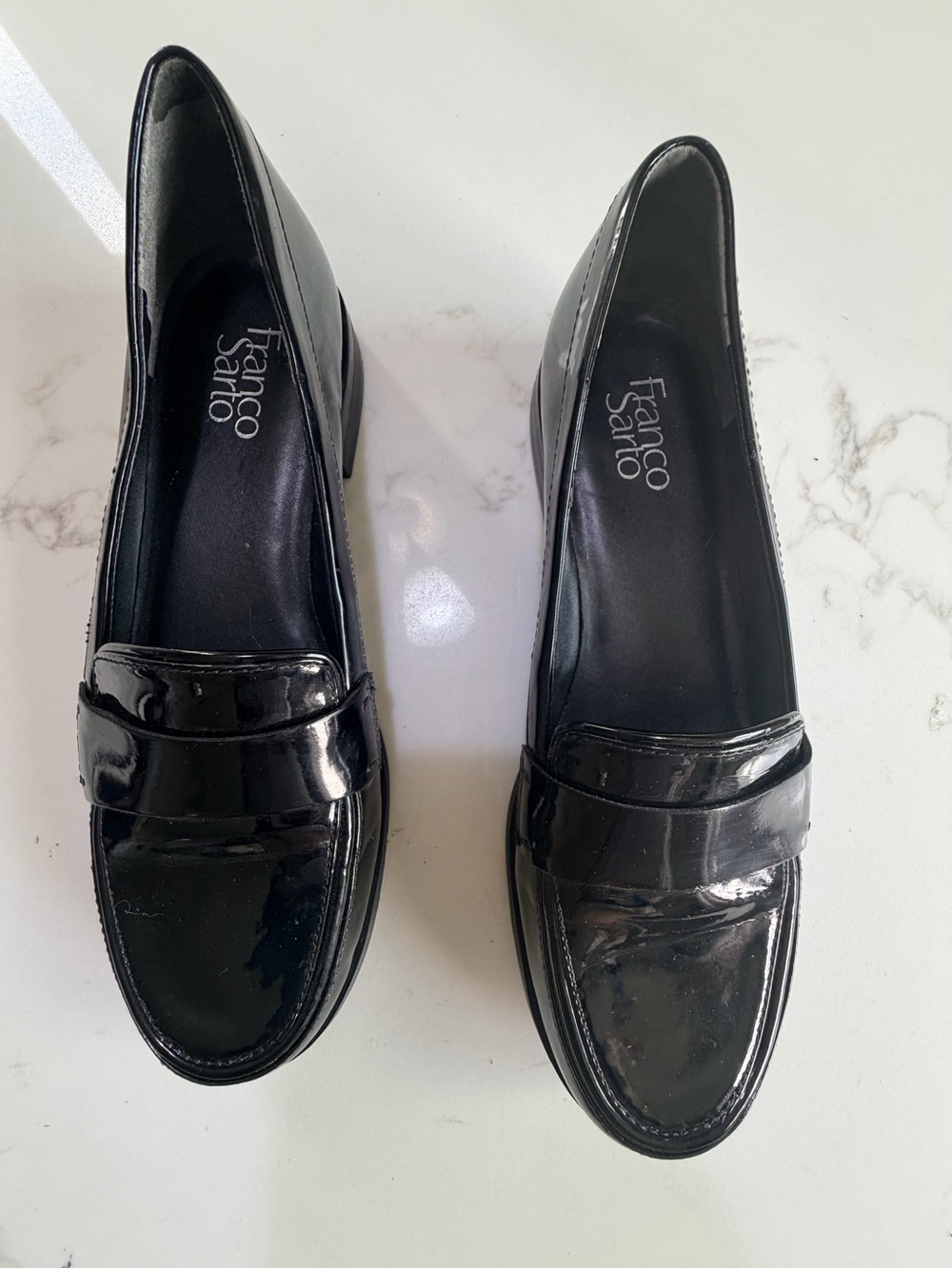 Franco Sarto Women's Black Patent Penny Loafers